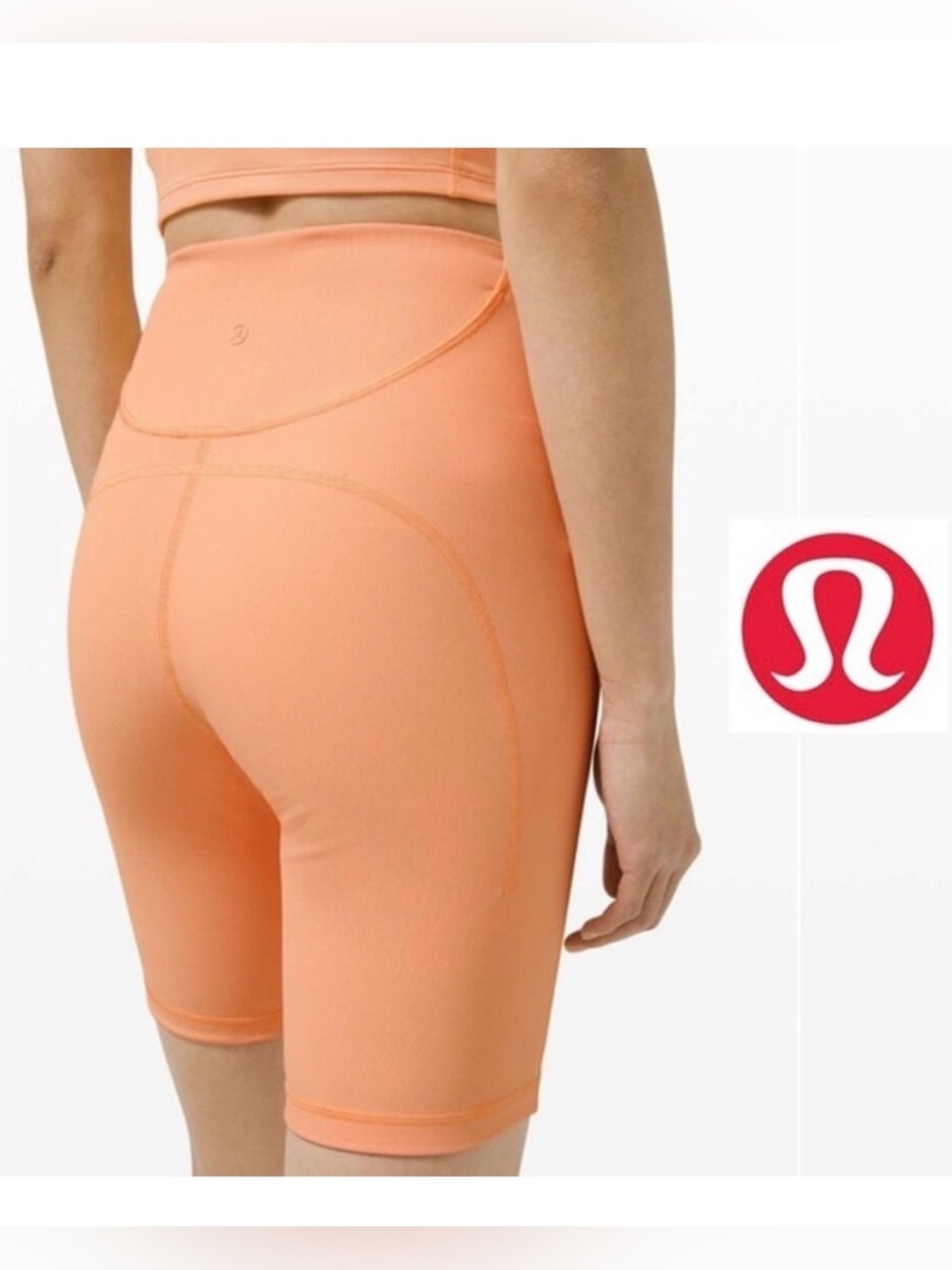 Lululemon Ribbed Contoured High-Rise Short 8" Malibu Peach Biker Shorts Size 4